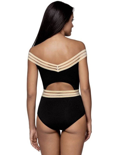 Слитный купальник Lorin L4303/0, Цвет: черно-бежевый, Размеры: S, изображение 2