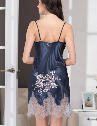 Сорочка шелковая Mia-Amore ALEXANDRIA 3571, Цвет: темно-синий, Размеры: XL, изображение 2