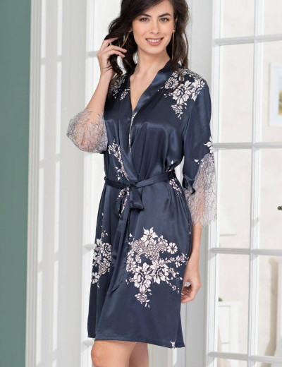 Халат-кимоно шелковый Mia-Amore ALEXANDRIA 3573, Цвет: темно-синий, Размеры: XS, изображение 3