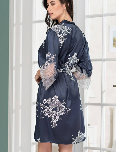 Халат-кимоно шелковый Mia-Amore ALEXANDRIA 3573, Цвет: темно-синий, Размеры: XS, изображение 2