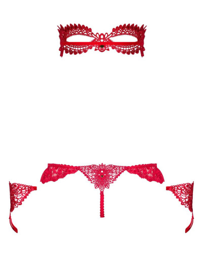 Эротический комплект из 3-х предметов Obsessive HETEA SET CROTCHLESS, Цвет: красный, Размеры: L/XL, изображение 4
