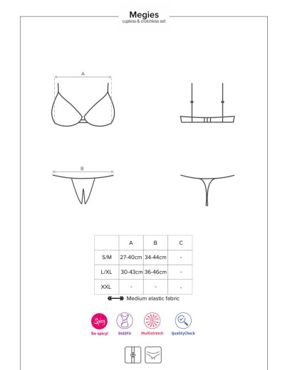 Эротический комплект Obsessive MEGIES SET CROTCHLESS, Цвет: чёрно/красный, Размеры: L/XL, изображение 5