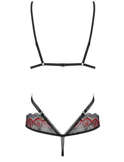 Эротическое боди Obsessive MEGIES TED, Цвет: чёрно/красный, Размеры: S/M, изображение 4