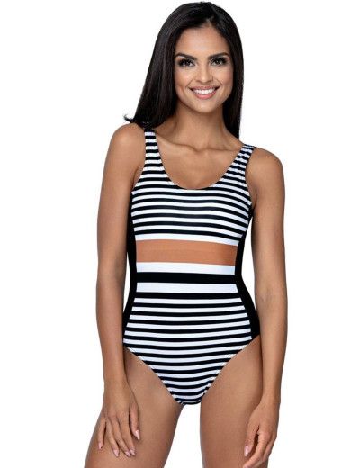 Слитный полосатый купальник Lorin L4353/0, Цвет: черно-белый, Размеры: M, изображение 3