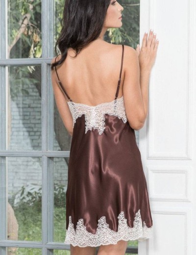 Сорочка шелковая Mia-Amore MARILIN 3100 шоколадный, Цвет: шоколадный, Размеры: 2XL, изображение 2