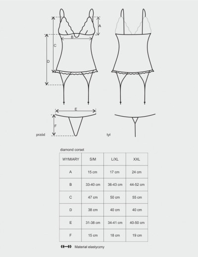 Корсет c трусиками Obsessive DIAMOND CORSET белый, Цвет: белый, Размеры: L/XL, изображение 3