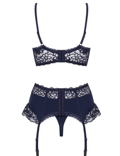 Эротический комплект с поясом Obsessive DRIMERA SET, Цвет: темно-синий, Размеры: S/M, изображение 6