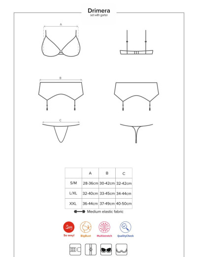 Эротический комплект с поясом Obsessive DRIMERA SET, Цвет: темно-синий, Размеры: S/M, изображение 7