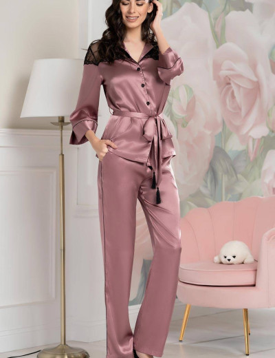 Шелковый брючный комплект Mia-Amore OLIVIA 3646 античная роза, Цвет: античная роза, Размеры: L, изображение 3