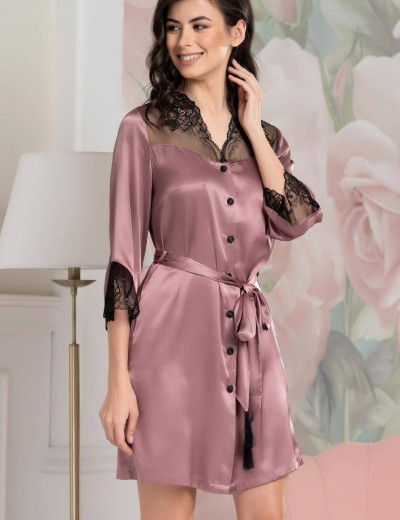 Рубашка-халат из шелка Mia-Amore OLIVIA 3647 античная роза, Цвет: античная роза, Размеры: 3XL, изображение 3