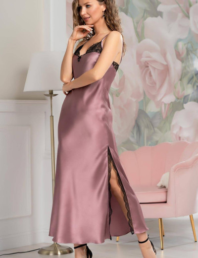 Сорочка шелковая длинная Mia-Amore OLIVIA 3648 античная роза, Цвет: античная роза, Размеры: 3XL, изображение 3