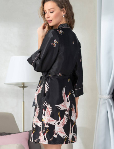 Халат-кимоно атласный Mia-Amore STEFANIA 8783 черный, Цвет: черный, Размеры: XS, изображение 2