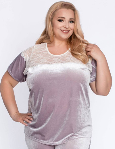 Велюровый домашний комплект Akcent 527, Цвет: лиловый, Размеры: 4XL, изображение 2