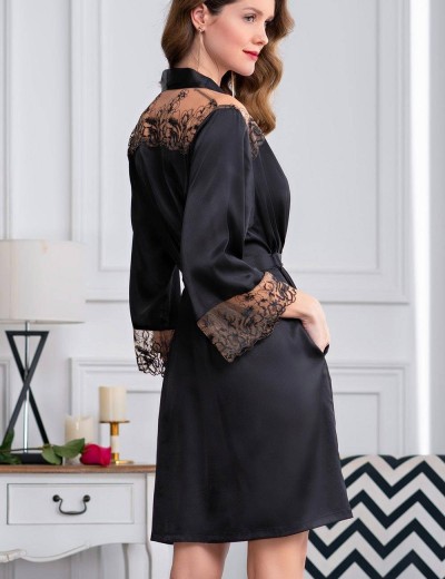 Шелковый халат-кимоно Mia-Amore AMANDA 3633, Цвет: черный, Размеры: L/XL, изображение 2