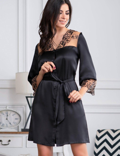 Шелковая рубашка Mia-Amore AMANDA 3637, Цвет: черный, Размеры: L, изображение 4