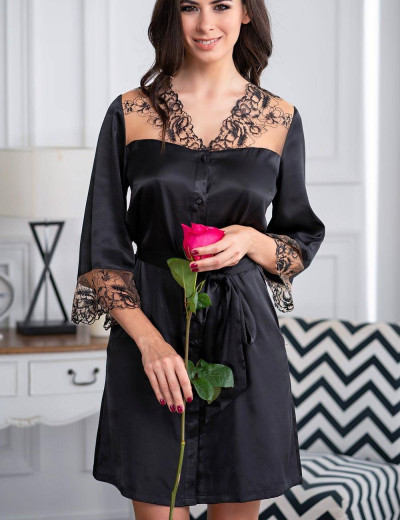 Шелковая рубашка Mia-Amore AMANDA 3637, Цвет: черный, Размеры: L, изображение 3