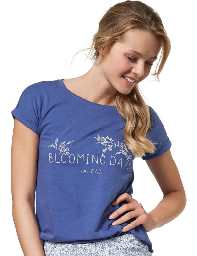 Пижама с шортами Esotiq 37727 BLOOMING, Цвет: синий/белый, Размеры: S, изображение 2