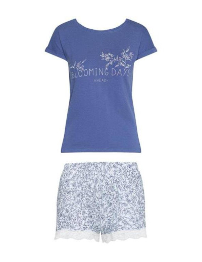 Пижама с шортами Esotiq 37727 BLOOMING, Цвет: синий/белый, Размеры: S, изображение 3