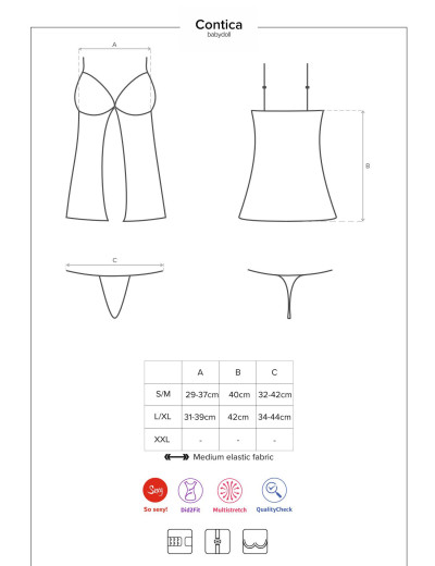 Бэби-долл с трусиками Obsessive CONTICA BABYDOLL, Цвет: черный, Размеры: S/M, изображение 7 Бэби-долл с трусиками Obsessive CONTICA BABYDOLL, Цвет: черный, Размеры: S/M, изображение 7
