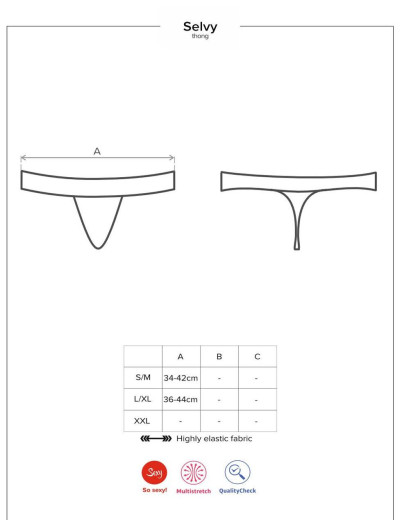 Трусики стринги Obsessive SELVY THONG, Цвет: бежевый, Размеры: S/M, изображение 5