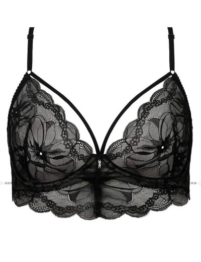 Кружевной мягкий бюстгальтер с оригинальной спинкой Gorteks CHARLIZE B2 M черный, Цвет: черный, Размеры: 75C, изображение 9