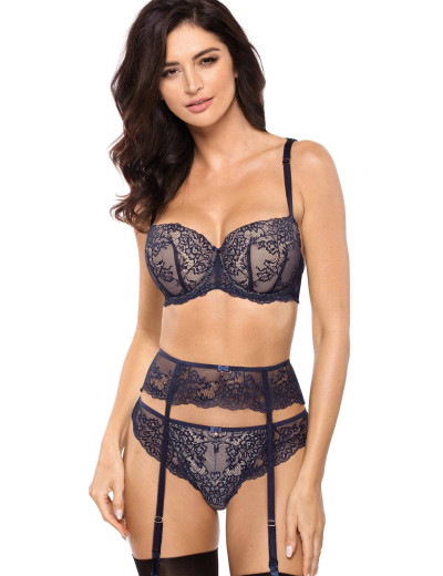 Кружевной пояс для чулок Gorteks PARIS PPN, Цвет: темно-синий, Размеры: S, изображение 3