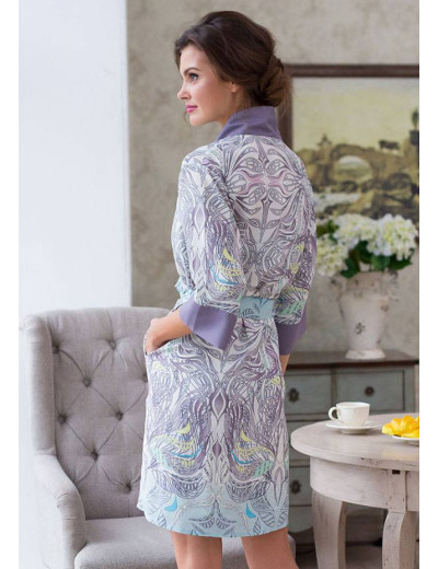 Атласный халат-кимоно Mia-Mia SELENA 17473, Цвет: серо-лиловый, Размеры: XS/S, изображение 2