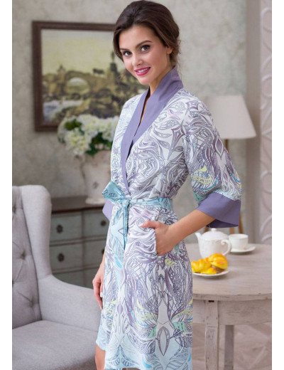 Атласный халат-кимоно Mia-Mia SELENA 17473, Цвет: серо-лиловый, Размеры: XS/S, изображение 3