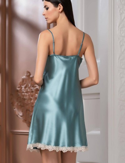 Короткая атласная сорочка Mia-Mella JULIA 8730 изумруд, Цвет: изумруд, Размеры: L, изображение 2