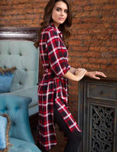 Удлиненная рубашка в клетку Mia-Mia DAVINA 16256 принт 310, Цвет: принт 310, Размеры: S, изображение 3 Удлиненная рубашка в клетку Mia-Mia DAVINA 16256 принт 310, Цвет: принт 310, Размеры: S, изображение 3