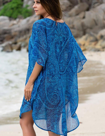 Туника пляжная с рукавом «летучая мышь» Mia-Amore RIVIERA 8250, Цвет: сине-голубой, Размеры: XS, изображение 2
