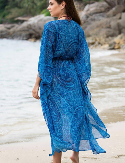 Туника пляжная с рукавом «летучая мышь» Mia-Amore RIVIERA 8251, Цвет: сине-голубой, Размеры: L/XL, изображение 2