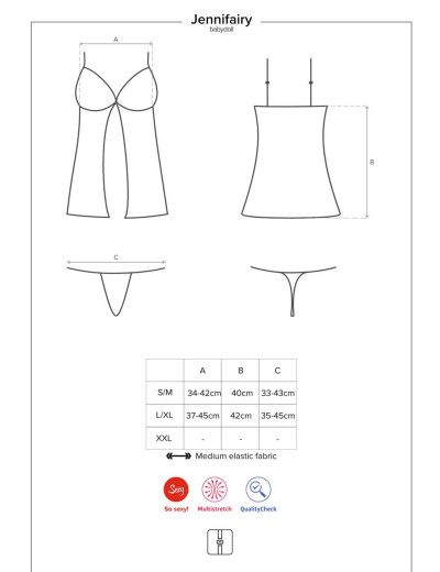 Бэби-долл с трусиками Obsessive JENNIFAIRY BABYDOLL, Цвет: черный, Размеры: S/M, изображение 5