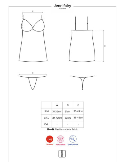 Сексуальная сорочка с трусиками Obsessive JENNIFAIRY CHEMISE, Цвет: черный, Размеры: S/M, изображение 5