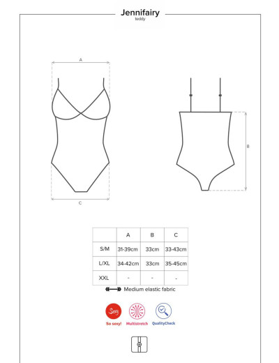 Эротическое боди Obsessive JENNIFAIRY TEDDY, Цвет: черный, Размеры: L/XL, изображение 5