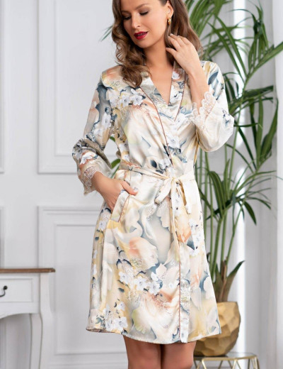 Шелковый халат-кимоно  Mia-Amore LUCIANNA 3533, Цвет: мультиколор, Размеры: S/M, изображение 3
