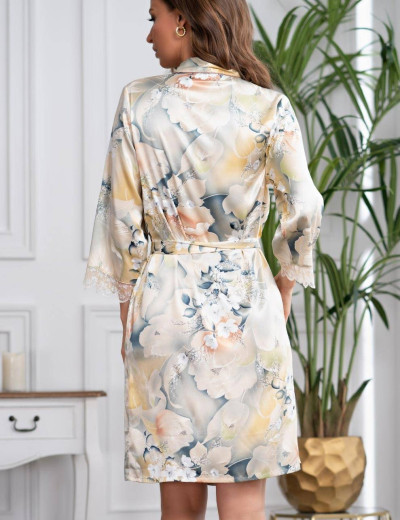 Шелковый халат-кимоно  Mia-Amore LUCIANNA 3533, Цвет: мультиколор, Размеры: S/M, изображение 2