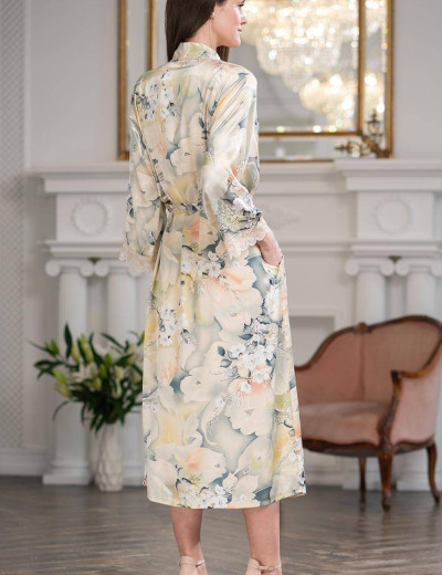 Длинный шелковый халат-кимоно  Mia-Amore LUCIANNA 3539, Цвет: мультиколор, Размеры: L/XL, изображение 2