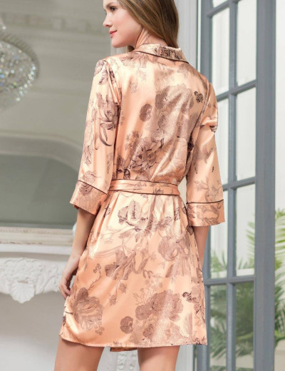 Шелковая ночная рубашка-халат Mia-Amore LETUAL 3437 чайная роза, Цвет: чайная роза, Размеры: M, изображение 2