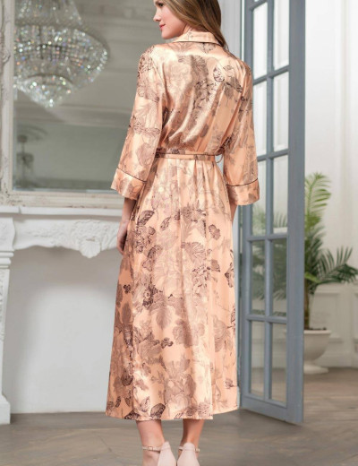 Длинный халат на пуговицах Mia-Amore LETUAL 3439 чайная роза, Цвет: чайная роза, Размеры: S, изображение 2