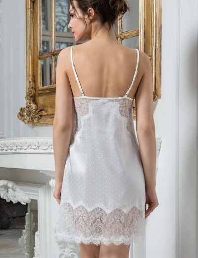 Атласная ночная сорочка Mia-Amore PRINCESS 8041, Цвет: молочно-белый, Размеры: S, изображение 2