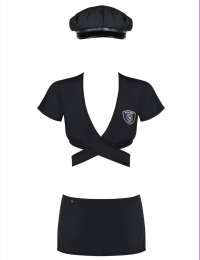 Ролевой костюм сексуальной полицейской Obsessive POLICE UNIFORM, Цвет: черный, Размеры: S/M, изображение 3