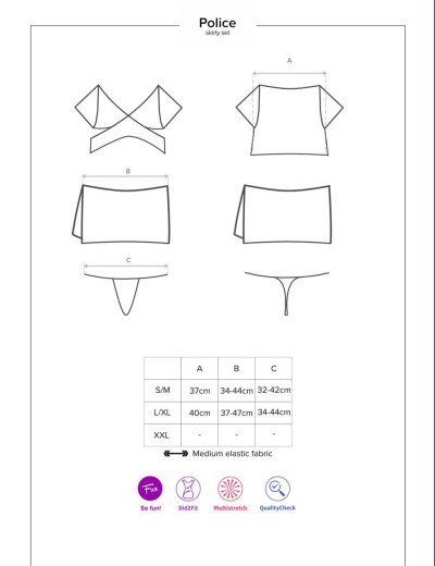 Ролевой костюм сексуальной полицейской Obsessive POLICE UNIFORM, Цвет: черный, Размеры: S/M, изображение 5