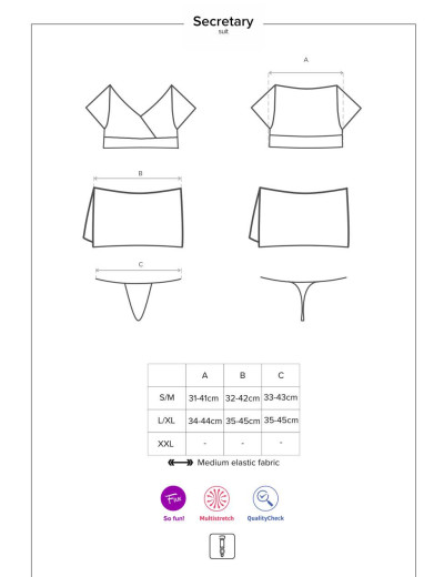 Ролевой костюм соблазнительной секретарши Obsessive SECRETARY, Цвет: черный/белый, Размеры: L/XL, изображение 5