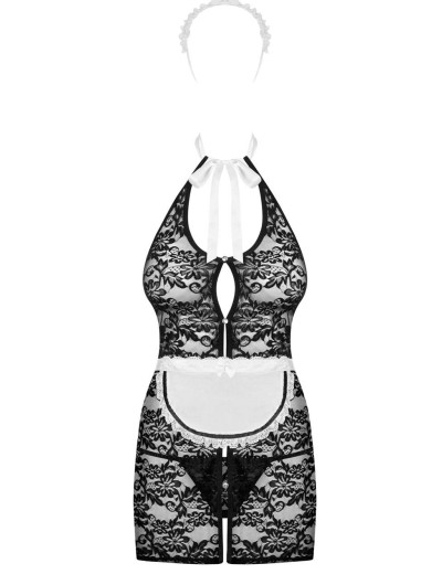 Ролевой костюм игривой горничной Obsessive SERVGIRL 4 pcs, Цвет: черный/белый, Размеры: S/M, изображение 3