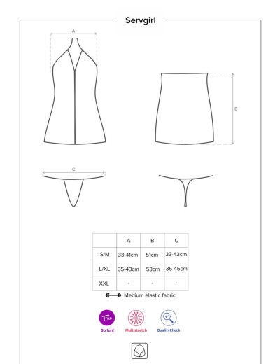 Ролевой костюм игривой горничной Obsessive SERVGIRL 4 pcs, Цвет: черный/белый, Размеры: S/M, изображение 5