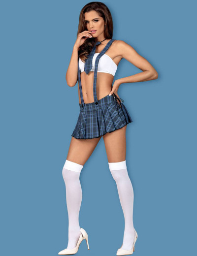 Ролевой костюм студентки Obsessive STUDYGIRL 5 pcs, Цвет: белый/синий, Размеры: S/M, изображение 3