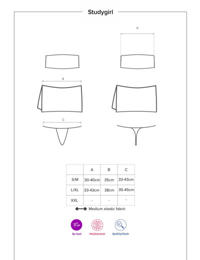 Ролевой костюм студентки Obsessive STUDYGIRL 5 pcs, Цвет: белый/синий, Размеры: S/M, изображение 6