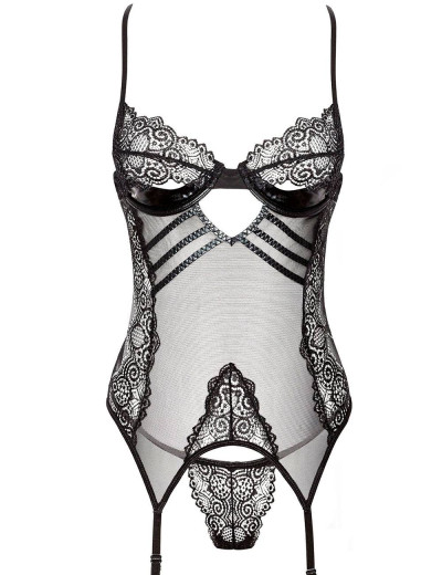 Корсет с пажами для чулок + стринги Beauty Night CHARLIZE CORSET, Цвет: черный, Размеры: S/M, изображение 4