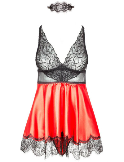 Бэби-долл с трусиками и повязкой на глаза Beauty Night EVE CHEMISE красный, Цвет: красный, Размеры: L/XL, изображение 4